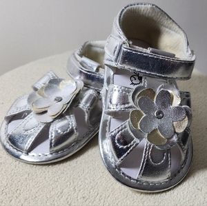 Cute Walk by Babyhug Velcro Closure Sandal StyleBooties with Floral Applique